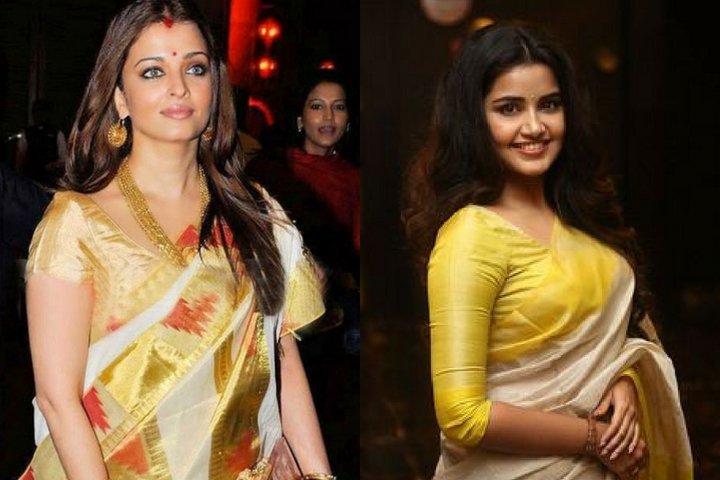 Kerala Kasavu Sarees Latest Blouse Front Neck Designs