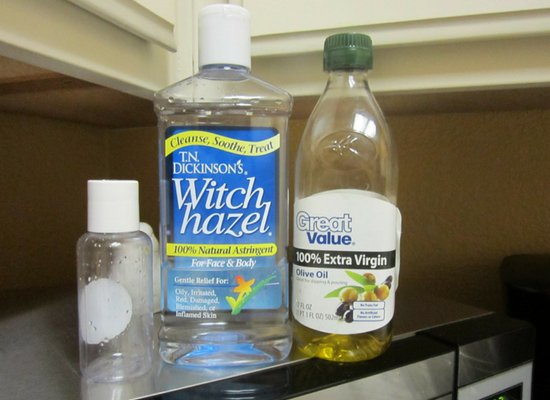 Witch hazel and olive oil