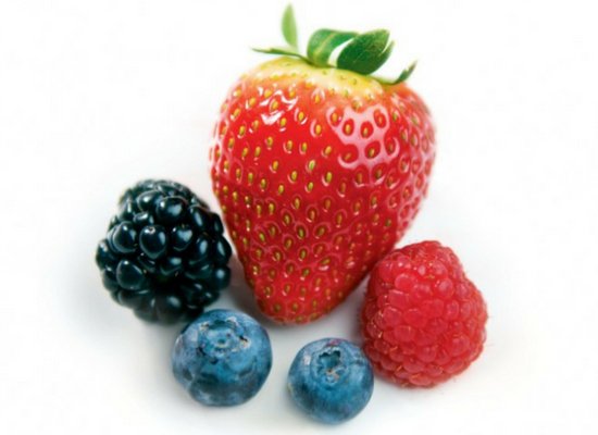 Raspberries, strawberries and blueberries