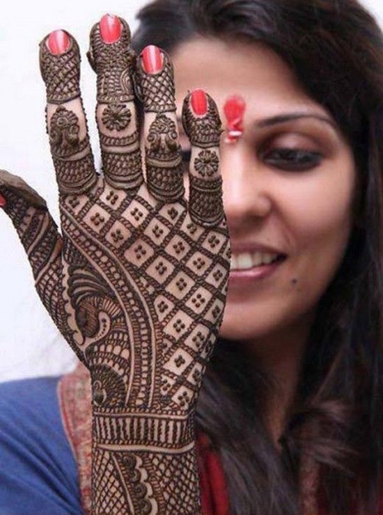 Floral Net Mehndi Design