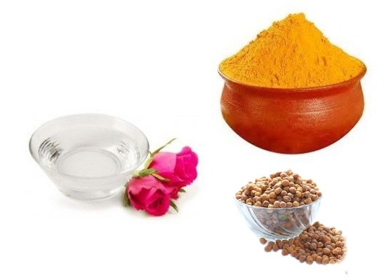Bengal gram, rose water, turmeric