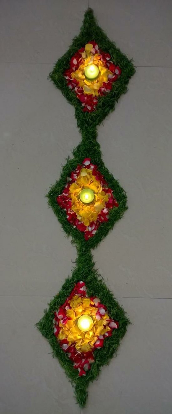 vertical flower rangoli design