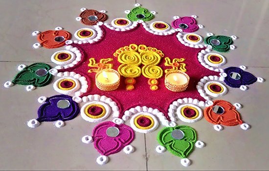Dotted circle diwali rangoli designs