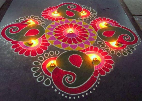 Floral mango diwali rangoli patterns