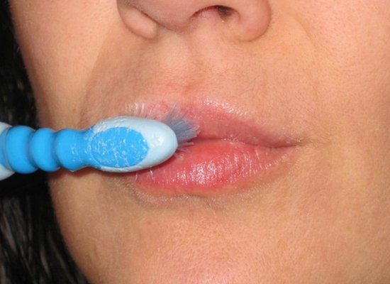 Scrub with tooth brush