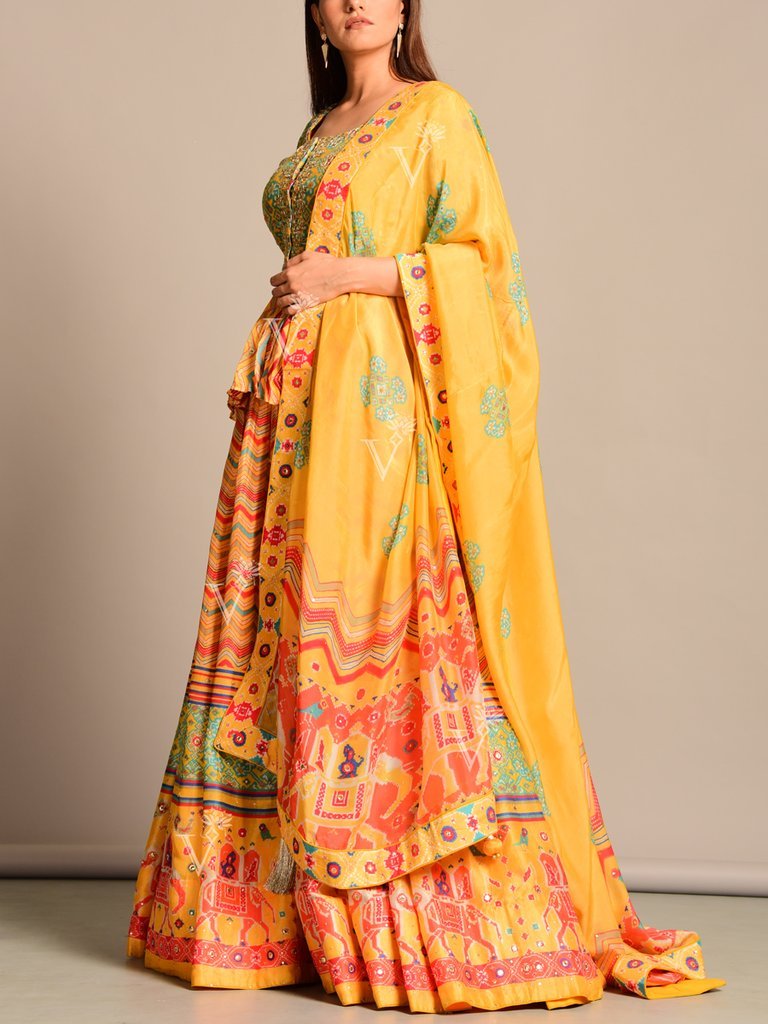 3. Yellow Patola Printed Lehenga Set