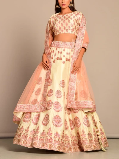 Pearl Brush Off White Printed Lehenga Set