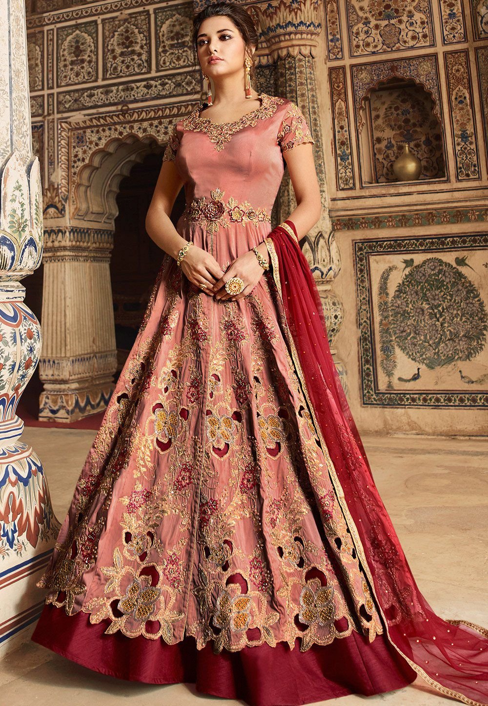 Anarkali paired with lehenga