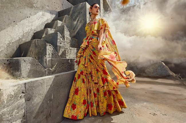 Ruffled Saree Gown